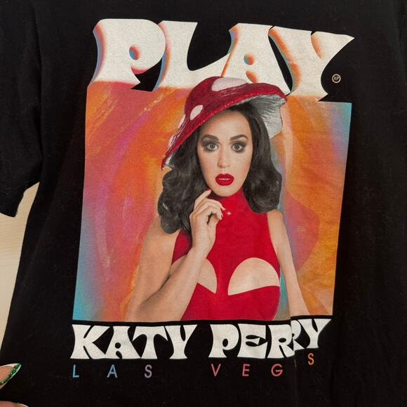 Katy Perry Unisex Black Graphic 100% Cotton Short Sleeve T Shirt Size L PLAY - Picture 4 of 7